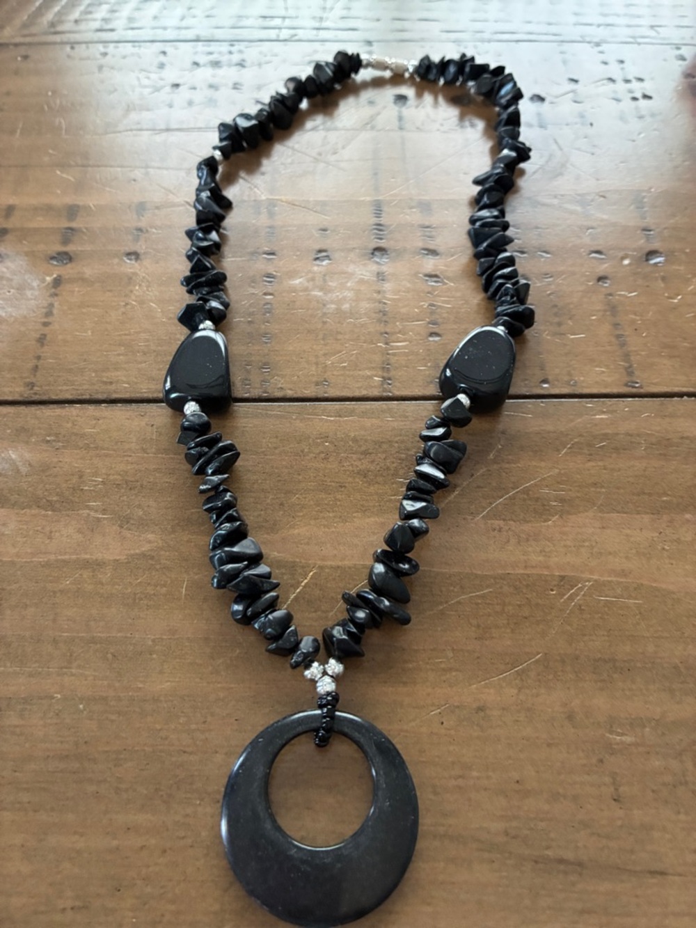 Black Stone Pendant Necklace - Women Jewelry